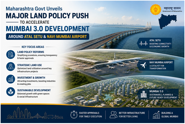 Maharashtra Govt Unveils Major Land Policy Push to Accelerate Mumbai 3.0 Development Around Atal Setu & Navi Mumbai Airport