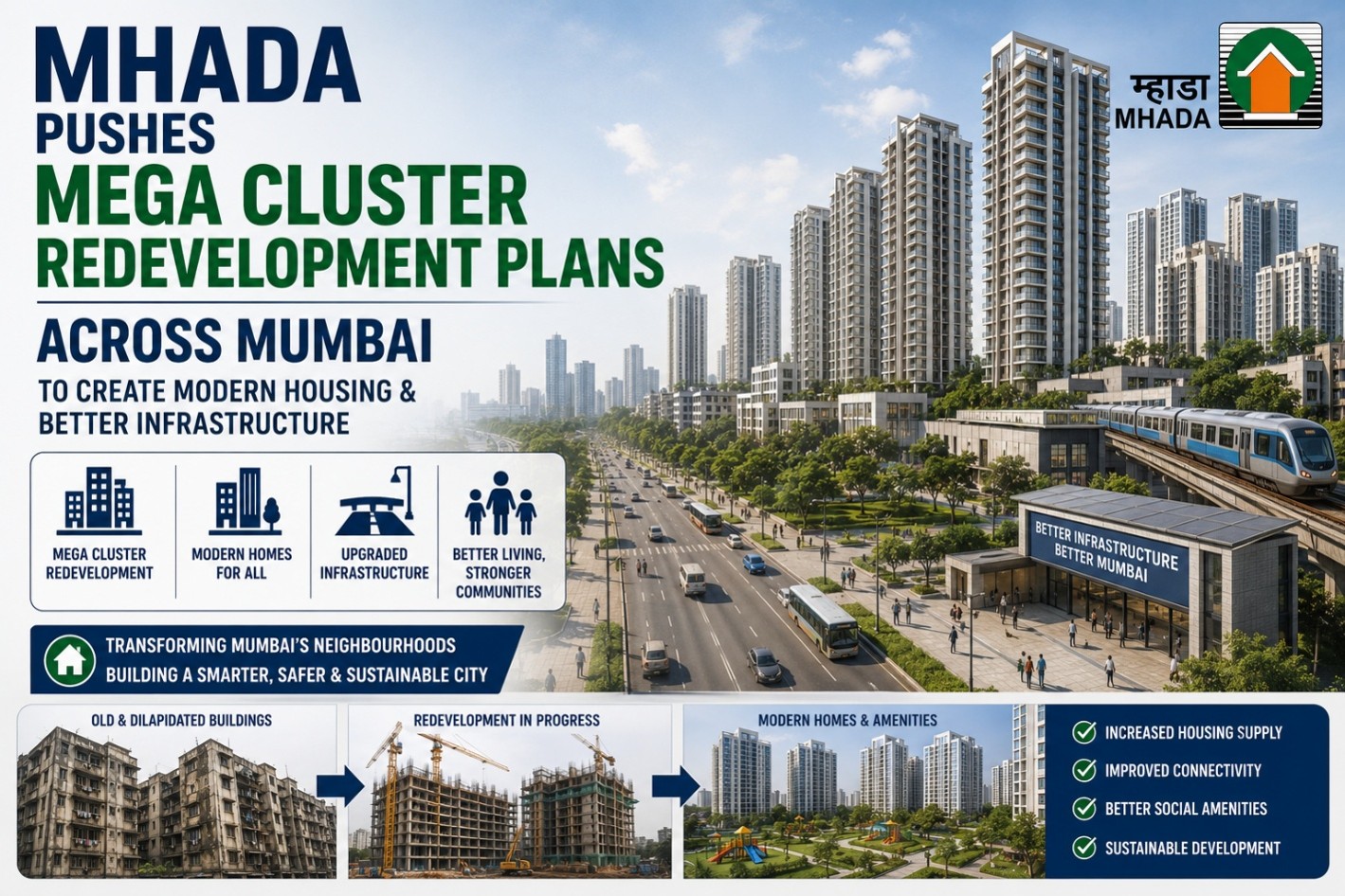 MHADA Pushes Mega Cluster Redevelopment Plans Across Mumbai to Create Modern Housing & Better Infrastructure