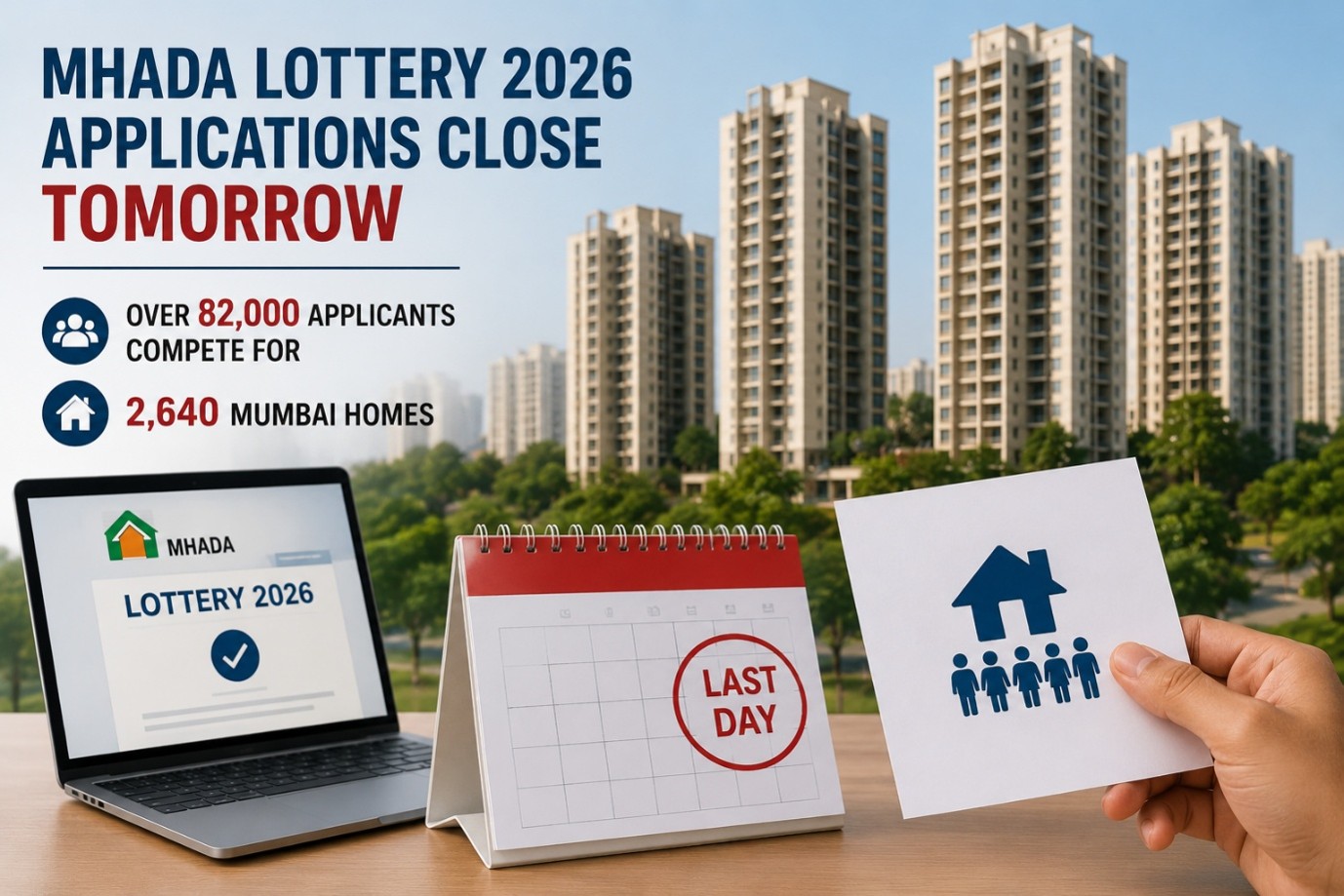 MHADA Lottery 2026 Applications Close Tomorrow; Over 82,000 Applicants Compete For 2,640 Mumbai Homes