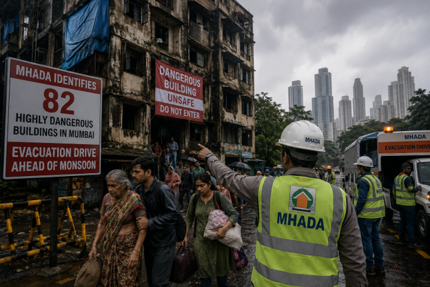 MHADA Identifies 82 Highly Dangerous Buildings in Mumbai, Launches Evacuation Drive Ahead of Monsoon