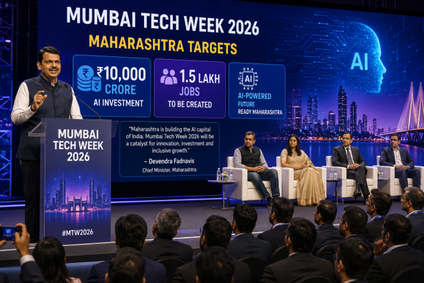 Mumbai Tech Week 2026: Maharashtra Targets ₹10,000 Crore AI Investment, 1.5 Lakh Jobs, Says CM Devendra Fadnavis