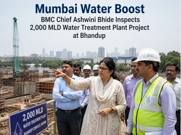 Mumbai Water Boost: BMC Chief Ashwini Bhide Reviews Mega 2,000 MLD Water Treatment Plant at Bhandup